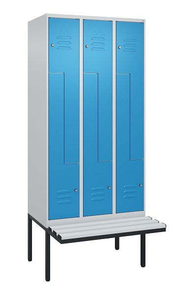 C+P Z-Spind Classic PLUS, Bank, 6 Abteile, 2120x900x815mm, 7035/5012, Zylinderschlösser, 0800437-306 S10049