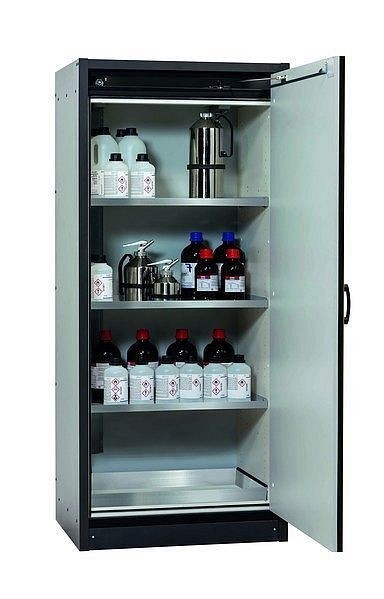 asecos Sicherheitsschrank Q-CLASSIC-30, Q30.195.086.WDR in sicherheitsgelb RAL 1004 mit 3x Fachboden (Edelstahl), 31009-060-30049
