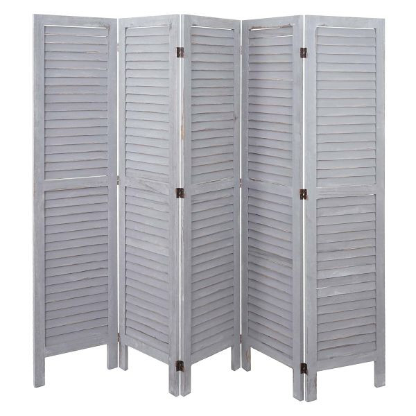 Mendler Paravent HWC-G30, Trennwand Sichtschutz Raumteiler, Shabby-Look 170x200cm, grau, 67528