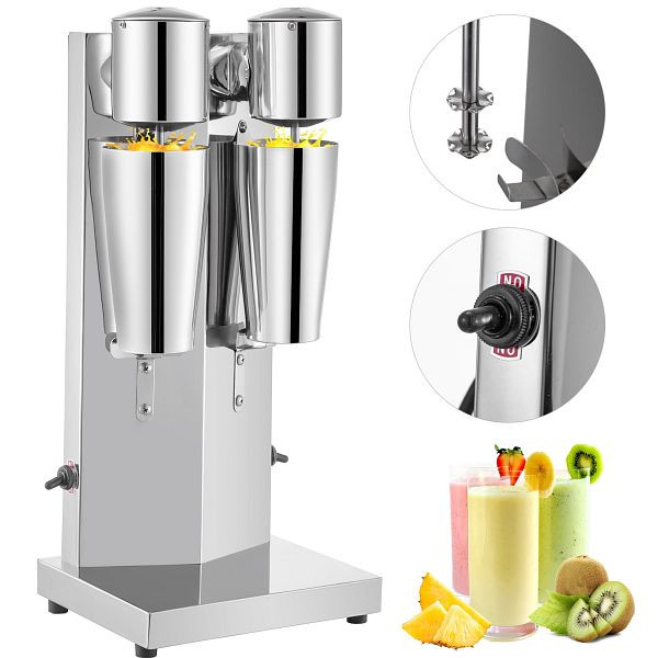VEVOR Elektrischer Mixer Für Shakes Milchshaker Elektrisch Doppelköpfe Silbrig 800ml, STNXJPTYS00000001V2