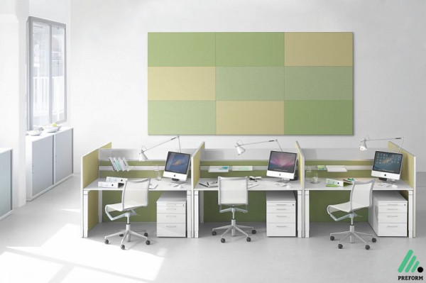 PREFORM Decato Scene Schallabsorber Wandpanel mit Stoffbezug, pinnbar, Breite: 1200 mm, Höhe: 1000 mm, Farbe: A 262 Camel, MD4AA 1200 1000 AX A 262
