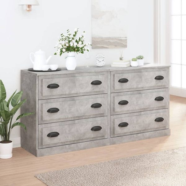 vidaXL Sideboards 2 Stück Betongrau Holzwerkstoff, 3185243