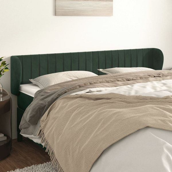 vidaXL Kopfteil mit Ohren Dunkelgrün 203x23x78/88 cm Samt, 3117451