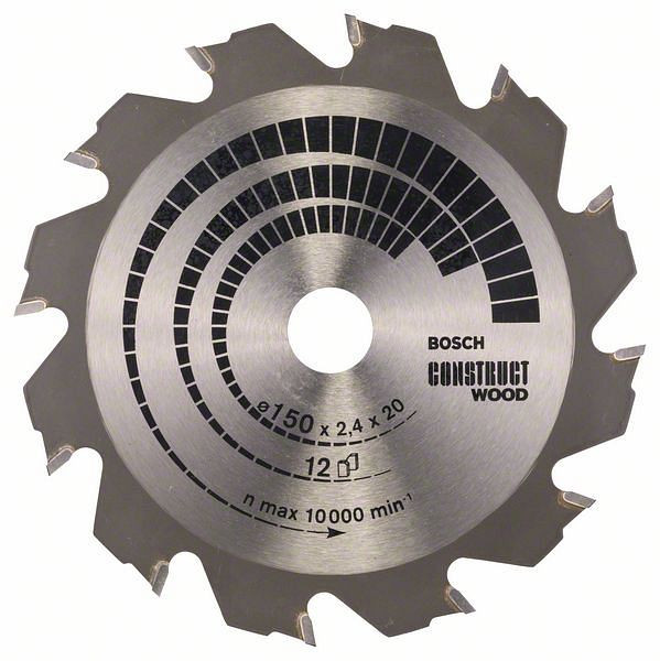 Bosch Kreissägeblatt Construct Wood, 150 x 20/16 x 2,4 mm, 12, 2608641199
