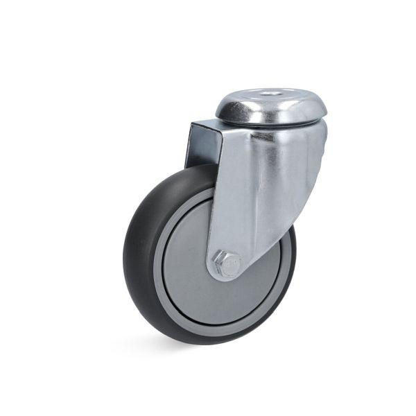 Torwegge Thermoplast Apparate Rolle, Tragfähigkeit 100 kg, Rad-Ø 125 mm, Radbreite 32 mm, Gesamtbauhöhe 160 mm, 0055174