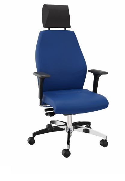 Dauphin DENIOS Bürostuhl Shape XXL, Syncro-Tension-Technik, Alu-Fußkreuz, Nackenstütze, blau, 325455