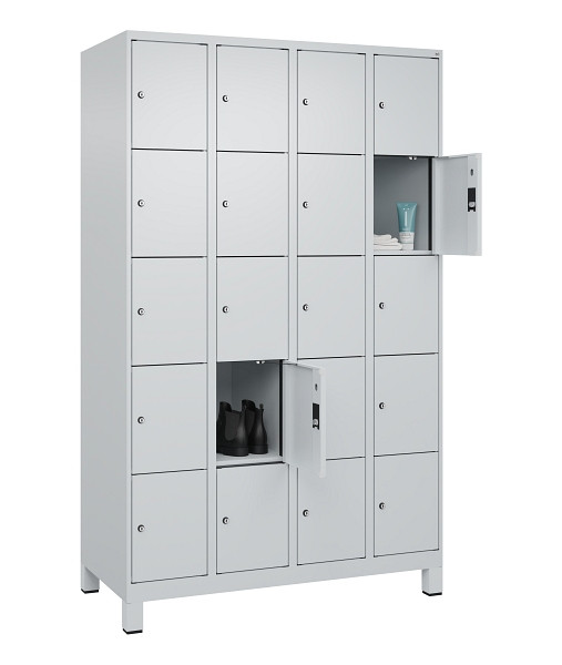 C+P Schließfachschrank Evolo PLUS, mit Füßen, 20 Fächer, 1950x1200x500mm, 7035/7035 Lichtgrau, 049010-405 S10013
