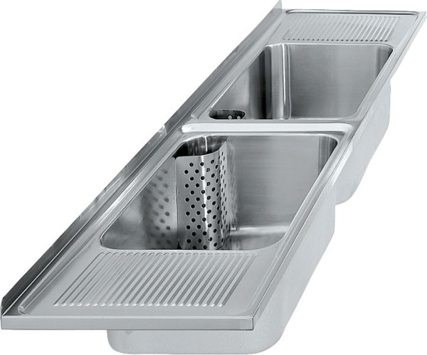 KWC Mehrzweckbecken, Sirius, Edelstahl, 2200x357x550 mm, 2 Becken, Tropfteil rechts/links, 2000100064