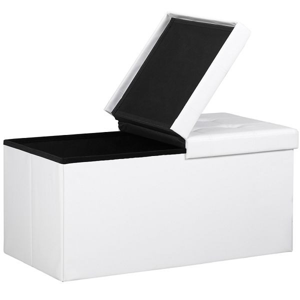 casaria Sitzbank Weiß 76x38x38cm mit Stauraum faltbar, 106955