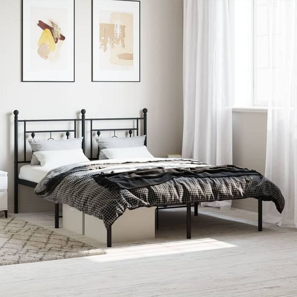 vidaXL Bettgestell mit Kopfteil Metall Schwarz 140x200 cm, 374340
