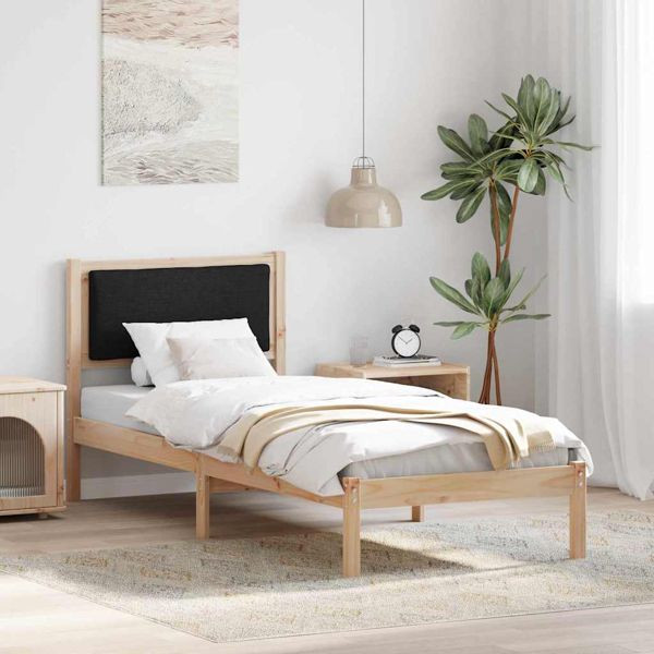 vidaXL Bettrahmen Schwarz 80 x 190 cm Massives Kiefernholz, 878161