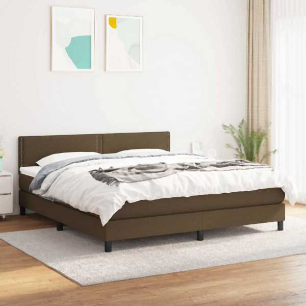 vidaXL Boxspringbett mit Matratze Dunkelbraun 180x200 cm Stoff, 3139996