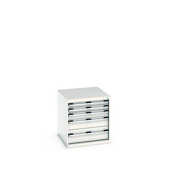 bott cubio Schubladenschrank bestückt, mit 5 Schubladen, BxTxH: 650x750x700mm, RAL 7035/7035, Lichtgrau, 40027007.16V
