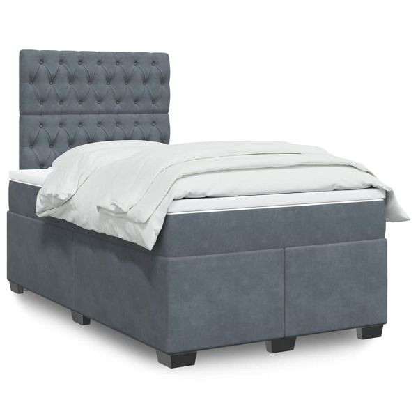 vidaXL Boxspringbett mit Matratze Dunkelgrau 120x190 cm Samt, 3293165
