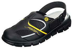 ABEBA Berufsschuhe Dynamic Clog schwarz/ gelb, OB, Fersenriemen feststehend, verstellbar, Mikrofaser mit atmungsaktiven Textileinsätzen, 37343-47