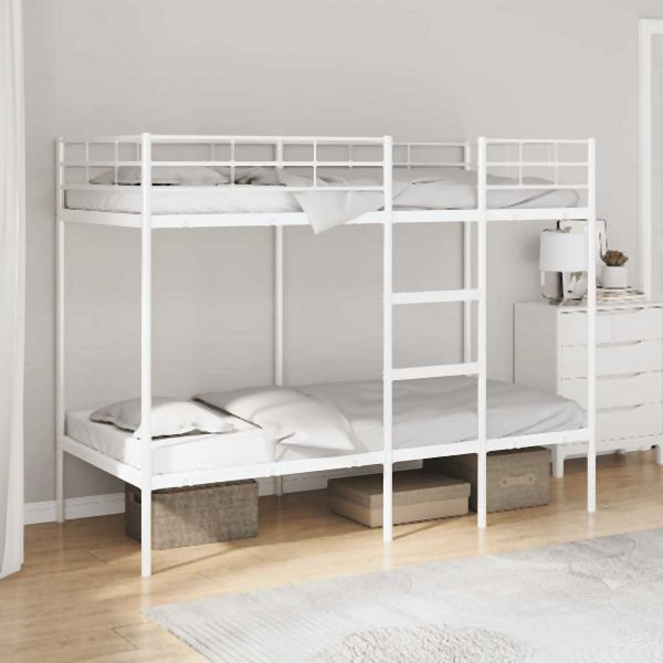 vidaXL Etagenbett ohne Matratze Weiß 90x190 cm Stahl, 42000328