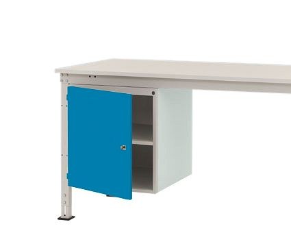 Manuflex Gehäuse-Unterbau UNIVERSAL Stationär, Nutzhöhe 500 mm mit 1 Tür links angeschlagen, für Tischtiefe 1200 mm, Lichtblau, ZB4967.5012