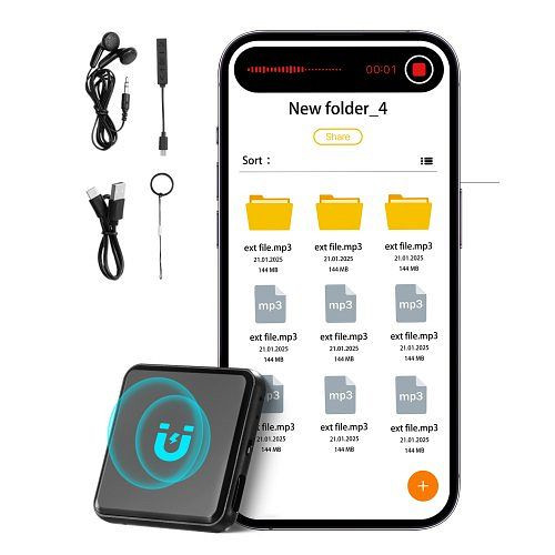 VEVOR Diktiergerät Mini, 128 GB, 8730 Std. Aufnahme, Magnetischer Voice Recorder, 100 Std. Akku, USB-C-Audiorecorder, MNLYJ150MAH18DWA1V9