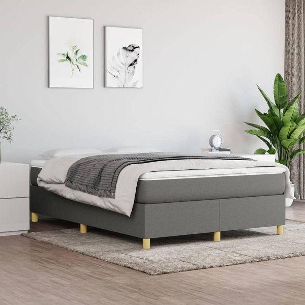 vidaXL Boxspringbett mit Matratze Dunkelgrau 140x200 cm Stoff, 3144523