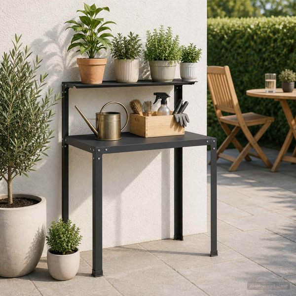 vidaXL Pflanztisch 80 x 50 x 104 cm Pulverbeschichteter Stahl Schwarz, 8014904