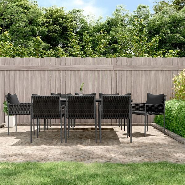 vidaXL 9-teilig Garten-Essgruppe mit Kissen Poly Rattan und Stahl, 3187064