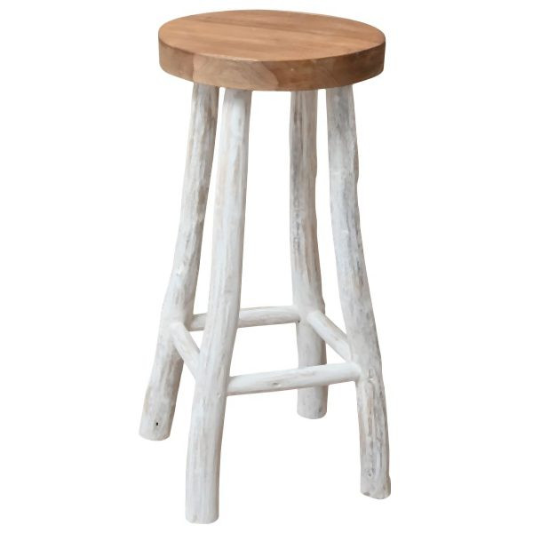 vidaXL Barhocker Teak Massivholz, Braun und Weiß, 244546