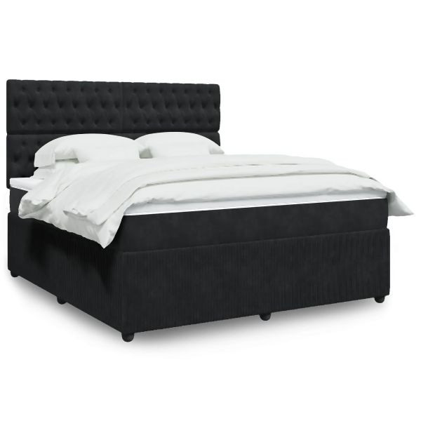 vidaXL Boxspringbett mit Matratze Schwarz 180x200 cm Samt, 3294714
