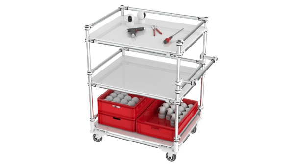TRILOGIQ 3-stöckiger Regal-Trolley mit 3 Anschlägen/Ebene, 49A-2