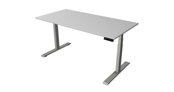 Kerkmann Steh-/Sitztisch B 1600 x T 800 mm, silber, elektrisch höhenverstellbar von 630 - 1270 mm, lichtgrau/silber, 10276311