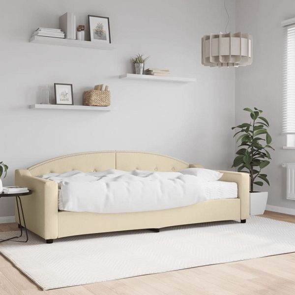 vidaXL Tagesbett mit Matratze Creme 90x200 cm Stoff, 3197516