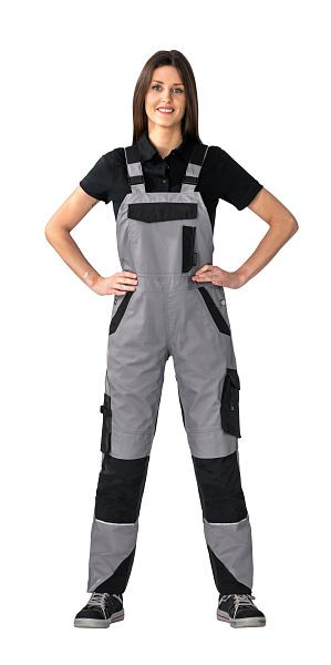 Planam Norit Damen Latzhose, zink/schwarz, Größe 52, 6536052