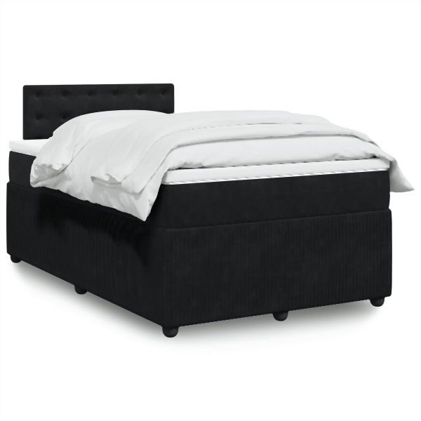 vidaXL Boxspringbett mit Matratze Schwarz 120x190 cm Samt, 3287700