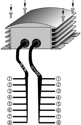 HELLA Spannungswandler, Eingangsspannung: 24V, Ausgangsspannung: 10V, inkl. zusätzlichem Kabelbaum für Anhängerleuchte, 5DS 008 125-011