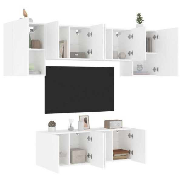 vidaXL 6-tlg. Wohnwand Weiß Holzwerkstoff, 3216439, 8721012468542