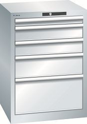LISTA Schubladenschrank 27x27E (BxTxH) 564x572x800mm KEY Lock, Lichtgrau, 5 Schubladen, Fronthöhe: 50-300mm, 78.882.020