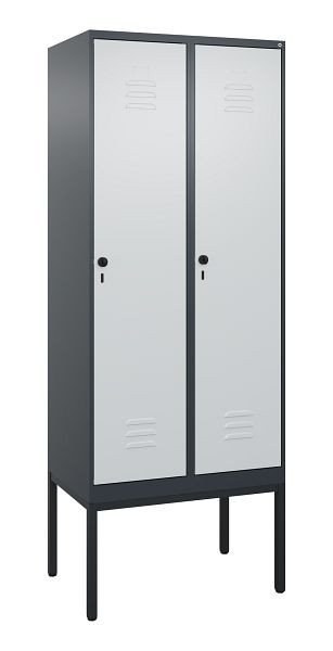 C+P Umkleidespind Classic PLUS mit Mitteltrennwand, Gestell, 2 Abteile, 2120x800x500mm, 7016/7035, Drehriegel, 0800307-22F S10013