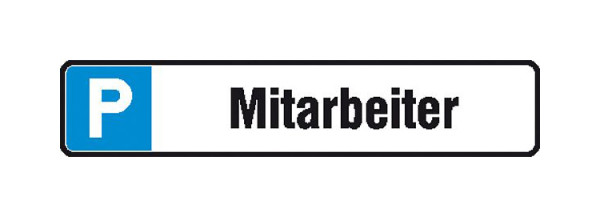 SafetyMarking Parkplatzschild, Symbol: P, Text: Mitarbeiter, BxH 43x8 cm, Aluminium, 11.5539