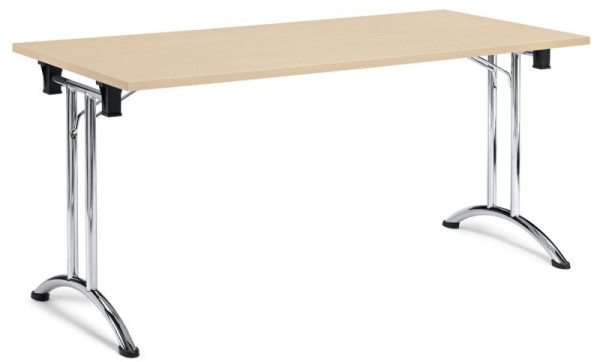 Deskin Klapptisch MODUL, Platte Holzdekor Ahorn, Gestell verchromt, B 1600 x T 700 x H 730 mm, 250701