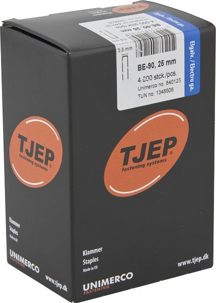 TJEP BE-90 25mm Klammer geharzt, verzinkt Box 4.000 Stück, Klammern, 840125