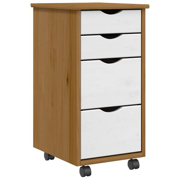 vidaXL Rollschrank mit Schubladen MOSS Honigbraun Massivholz Kiefer, 4015793