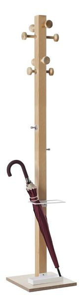 Deskin Garderobenständer aus Holz WOOD RANGE 2, Schirmständer weiß, Holz mit Kunststoff weiß, H 1780 x B 350 x T 350 mm, 331943