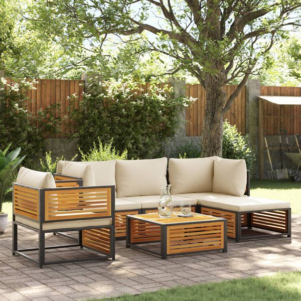 vidaXL 6-teilig Garten-Sofagarnitur mit Kissen Massivholz Akazie, 3214909