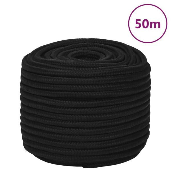 vidaXL Arbeitsseil Schwarz 14 mm 50 m Polyester, 152831
