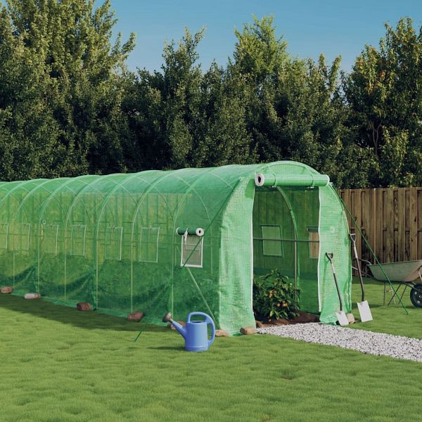 vidaXL Gewächshaus mit Stahlrahmen Grün 40 m² 20x2x2 m, 3188025