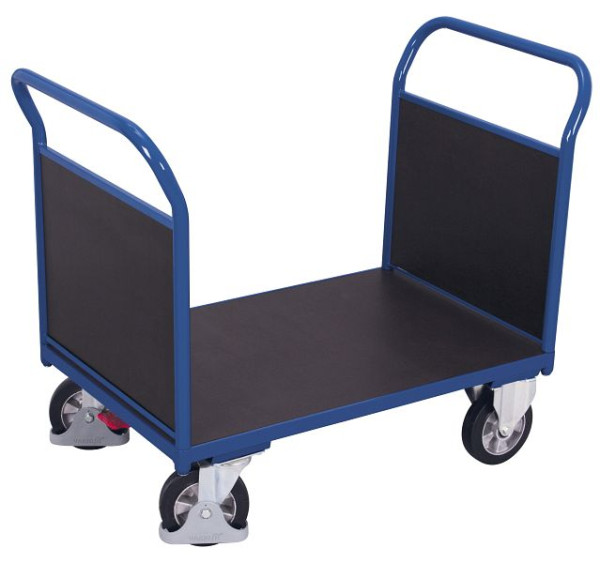 VARIOfit Doppel-Stirnwandwagen mit Siebdruckplatte, Ladefläche: 1.195 x 800 mm, RAL 5010 enzianblau, sw-800.212