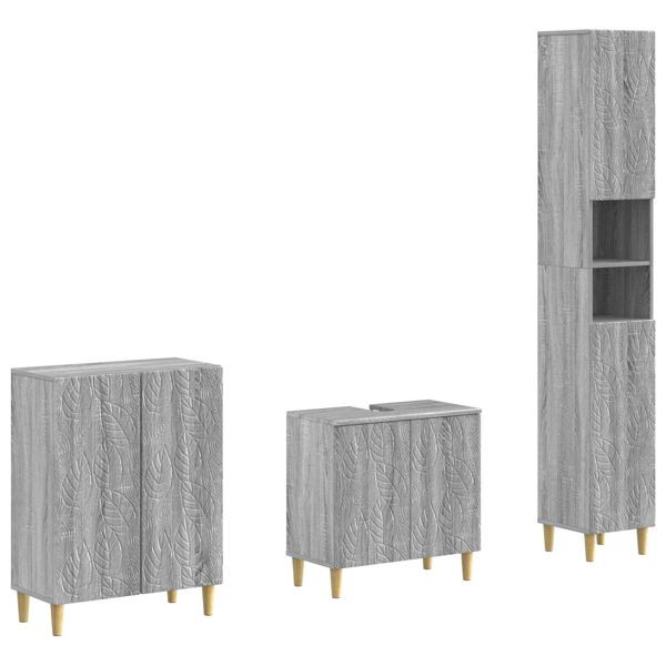 vidaXL 3-teiliges Badezimmer-Schranksystem DELFT Sonoma-Grau, 3417465