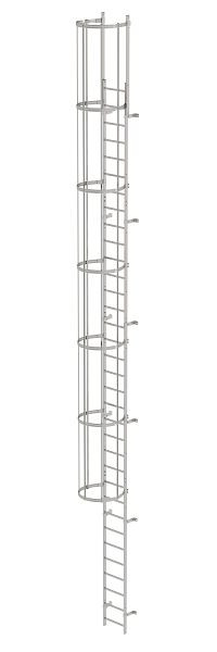 Munk Günzburger Steigtechnik Einzügige Steigleiter mit Rückenschutz (Bau) Edelstahl 10,72m, 530125