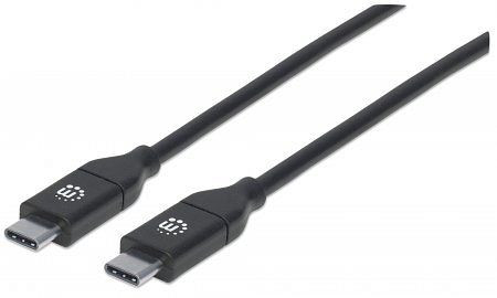 MANHATTAN USB 2.0 Typ C-Anschlusskabel, USB 2.0, Typ C-Stecker auf Typ C-Stecker, 480 Mbit/s, 5 A, 2 m, schwarz, 355247