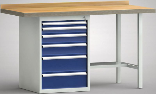 KLW Profi-Werkbank - 1500 x 700 x 905 mm L x T x H (ERGO-Version), links 50EA/75EA/100EA/125EA/2x175EA, WP184E-1500M45-E7029