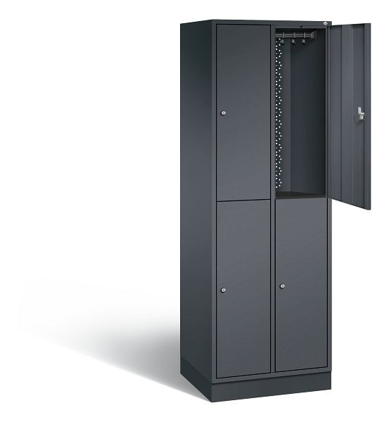 C+P Spind doppelstöckig Intro, H1950xB620xT490mm, Farbe: Schwarzgrau, 8270-201 S10062